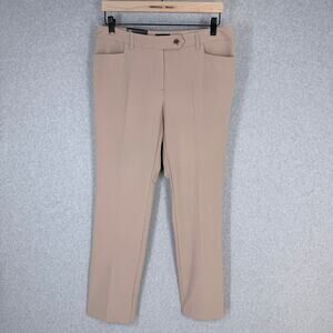 Jones New York Women's Dress Pants Tan Stucco Size 4 Ankle Stretch Flat Front